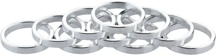 Problem Solvers Headset Stack Spacer – 28.6 5mm Aluminum Silver Bag of 10