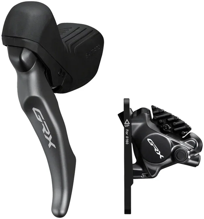 Shimano GRX BL-RX820 Brake Lever with BR-RX820 Hydraulic Disc Brake Caliper – Left/Front, Flat Mount Caliper