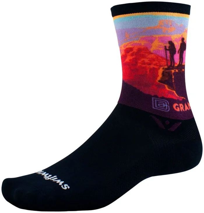 Swiftwick Vision Impression National Park Crew Socks – 6″ Canyon Lookout Small