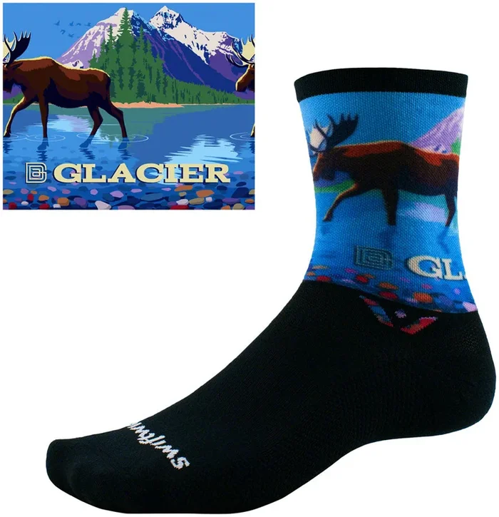 Swiftwick Vision Impression National Park Crew Socks – 6″ Glacier Large