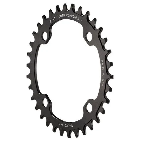 Wolf Tooth 104 BCD Chainring – 34t 104 BCD 4-Bolt Drop-Stop B Black