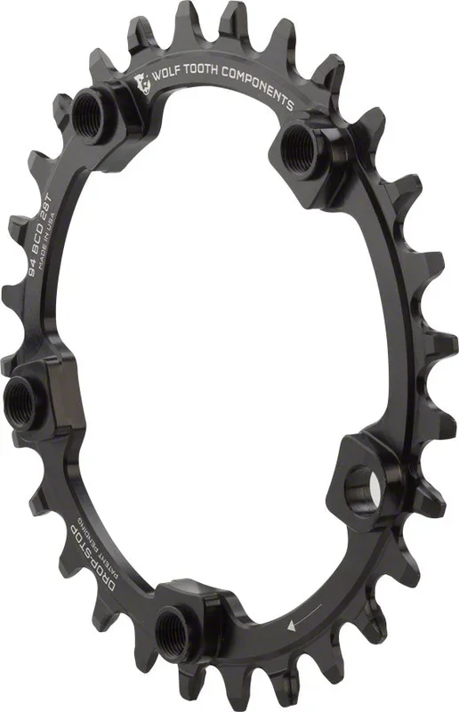 Wolf Tooth 94 BCD Chainring – 28t 94 BCD 5-Bolt Drop-Stop Black