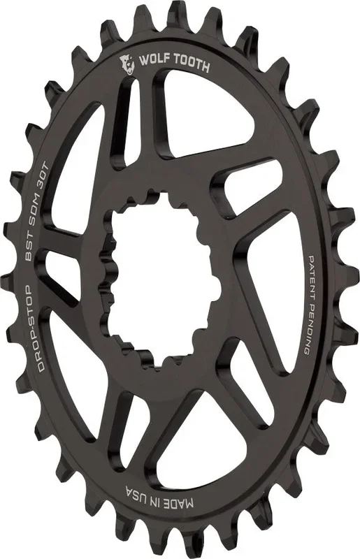 Wolf Tooth Direct Mount Chainring – 30t SRAM Direct Mount Drop-Stop A For SRAM 3-Bolt Boost Cranks 3mm Offset BLK