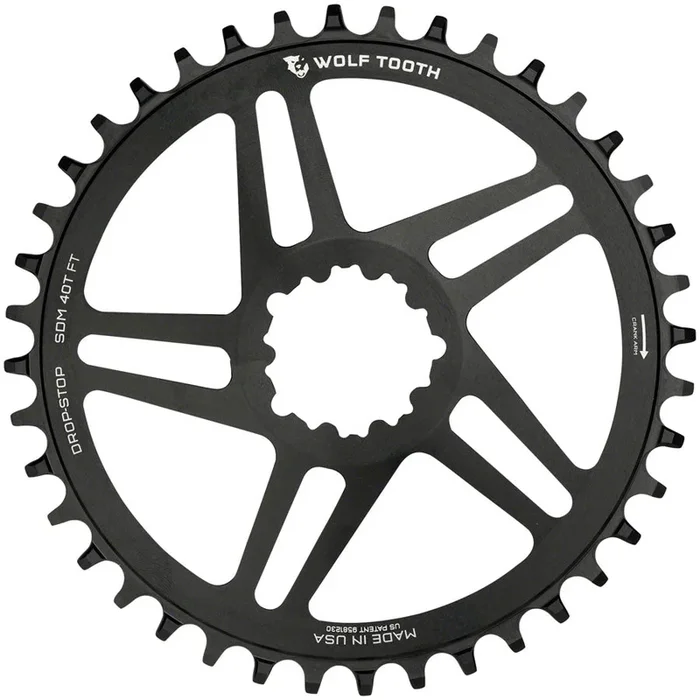 Wolf Tooth Direct Mount Chainring – 42t SRAM Direct Mount For SRAM 3-Bolt 6mm Offset Drop-Stop B Flattop Compatible BLK
