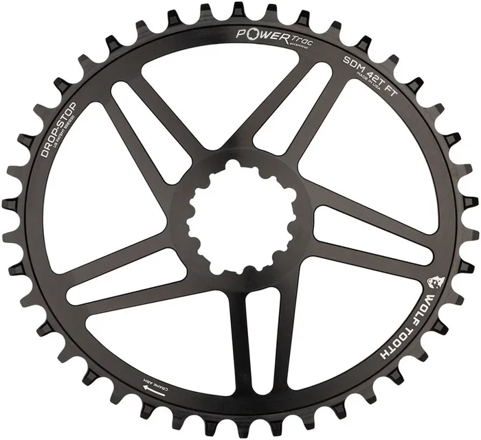 Wolf Tooth Elliptical Direct Mount Chainring – 40t SRAM Direct Mount 6mm Offset Drop-Stop B Flattop Compatible BLK
